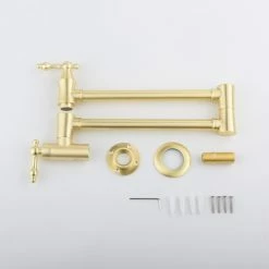 Buy 😉 Wellfor Group LLC Wellfor Wall Mount Pot Filler Kitchen Faucet, Brushed Gold ✨ -kitchen fixtures Shop 019138b101d536b4 1267 w800 h800 b0 p0