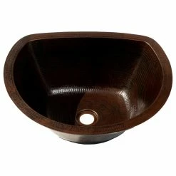 Discount 👍 Tesorotarasco 17" Oval Flat Back Copper Sink Handmade, Hand Made Copper, 🔨 Hammered Copper 🎁