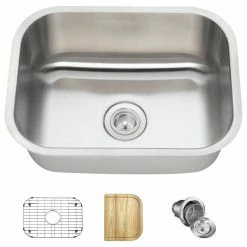 Budget π MR Direct Sinks And Faucets 2318 Single Bowl Stainless Steel Kitchen Sink, 16-Gauge, Ensemble π