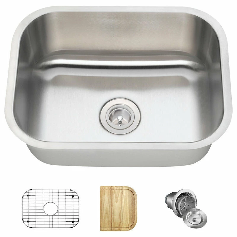 Budget π MR Direct Sinks And Faucets 2318 Single Bowl Stainless Steel Kitchen Sink, 16-Gauge, Ensemble π 3 Budget π MR Direct Sinks And Faucets 2318 Single Bowl Stainless Steel Kitchen Sink, 16-Gauge, Ensemble π