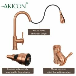 Deals 🔔 Akicon Copper Pull Down Kitchen Faucet, Single Level Solid Brass Kitchen Sink Faucets 🛒 -kitchen fixtures Shop 1651c2f302345042 7646 w800 h800 b1 p0