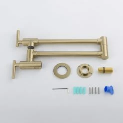 Cheapest 🧨 Wellfor Group LLC Wellfor Pot Filler Faucet Wall Mount, 4 GPM Flow Rate, Brushed Gold 🎁 -kitchen fixtures Shop 19d1685101d50be9 9069 w800 h800 b0 p0