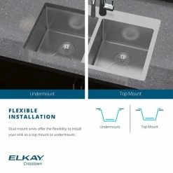 Best reviews of 😉 Elkay ECTSR15159TBG1 Crosstown Stainless Steel 15" X 15" Dual Mount Sink Kit, 1 Hole ⭐ -kitchen fixtures Shop 23b1bd010e8b3613 1367 w800 h800 b0 p0