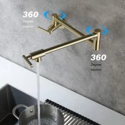 Cheapest 🧨 Wellfor Group LLC Wellfor Pot Filler Faucet Wall Mount, 4 GPM Flow Rate, Brushed Gold 🎁 -kitchen fixtures Shop 2a51345b01d50be5 9069 w800 h800 b0 p0