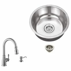Top 10 🤩 Magnus Stainless Steel 18-Gauge Single Bowl Round Bar Sink With Arc Kitchen Faucet 🛒