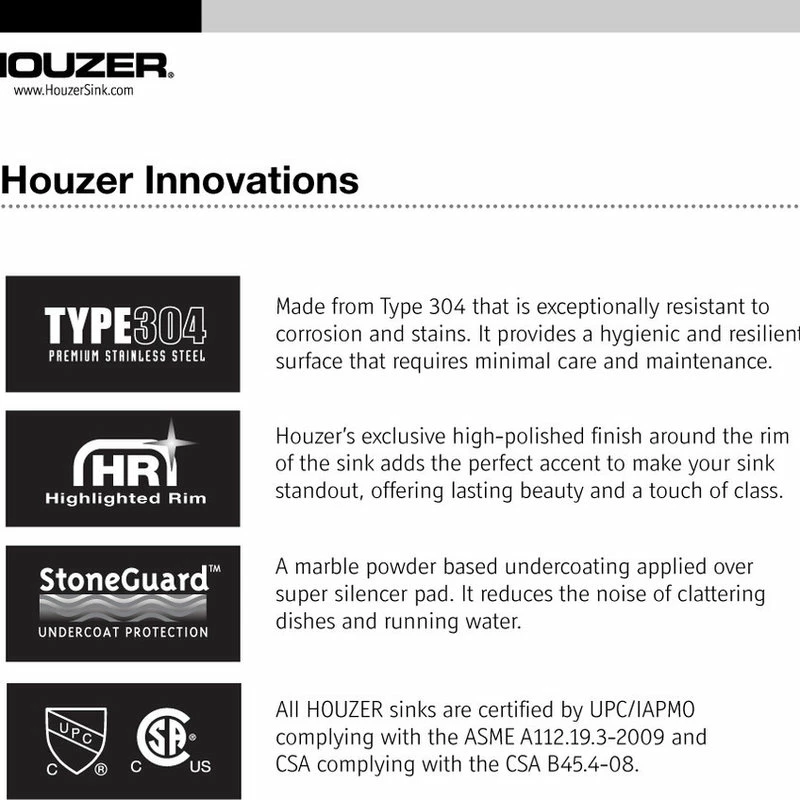 Budget π Houzer Inc. Houzer A1722-7BS-1 ADA Glowtone Stainless Steel 3-Hole Bar/Prep Sink π₯° 6 Budget π Houzer Inc. Houzer A1722-7BS-1 ADA Glowtone Stainless Steel 3-Hole Bar/Prep Sink π₯° - Image 4
