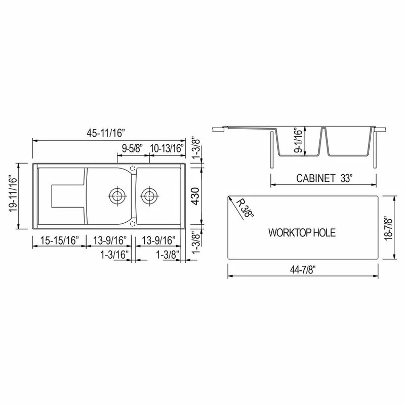 Best Pirce π Alfi Trade ALFI 46" Double Bowl Granite Composite Kitchen Sink With Drainboard, Black β 5 Best Pirce π Alfi Trade ALFI 46" Double Bowl Granite Composite Kitchen Sink With Drainboard, Black β - Image 3