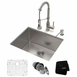 Best Pirce ❤️ Kraus USA, Inc. 23" Undermount Stainless Steel Kitchen Sink, Pull-Down Faucet SS With Dispenser ❤️