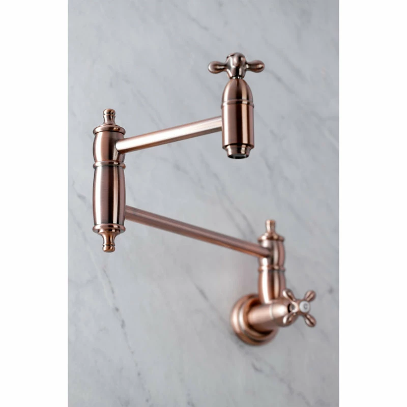 New 𧨠Kingston Brass KS310AXAC Restoration Wall Mount Pot Filler Kitchen Faucet, Antique Copper π 5 New 𧨠Kingston Brass KS310AXAC Restoration Wall Mount Pot Filler Kitchen Faucet, Antique Copper π - Image 3