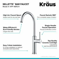 Wholesale ❤️ Kraus USA, Inc. Sellette 1-Handle 1-Hole Kitchen Bar Faucet Chrome 😍 -kitchen fixtures Shop 54a1600000e5e99d 5696 w800 h800 b0 p0