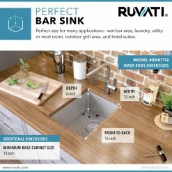 New 😍 Ruvati 12 Inch Undermount Bar Prep Tight Raduis 16 Gauge Kitchen Sink Stainless 😍 -kitchen fixtures Shop 55f1c8010efb93ce 3366 w800 h800 b0 p0