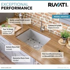 New 🌟 Ruvati 21-inch Undermount 16 Gauge Stainless Steel Sink - RVH7121 👍 -kitchen fixtures Shop 5b81002e0db0b65d 7293 w800 h800 b0 p0