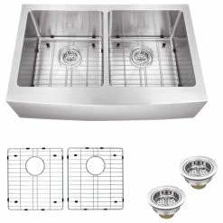 Cheap 🛒 Magnus Stainless Steel 16-Gauge Apron Front 50/50 Undermount Kitchen Sink ✨