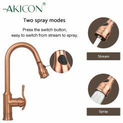 Deals 🔔 Akicon Copper Pull Down Kitchen Faucet, Single Level Solid Brass Kitchen Sink Faucets 🛒 -kitchen fixtures Shop 66b1c2f402345042 7646 w800 h800 b1 p0