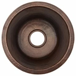 Cheap 🛒 Premier Copper Products 17" Large Round 🔨 Hammered Copper Bar/Prep Sink, Oil Rubbed Bronze 😍 -kitchen fixtures Shop 676140a700774c9c 8185 w800 h800 b1 p0