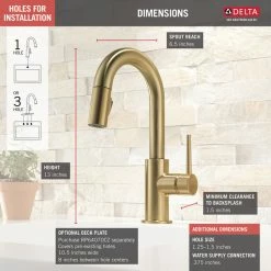 Coupon 🌟 Delta Faucet Delta Trinsic Single Handle Pull-Down Bar / Prep Faucet, Champagne Bronze 👏 -kitchen fixtures Shop 6821a5460cbf424e 5452 w800 h800 b0 p0