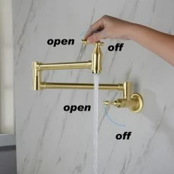 Buy 😉 Wellfor Group LLC Wellfor Wall Mount Pot Filler Kitchen Faucet, Brushed Gold ✨ -kitchen fixtures Shop 6a71747501d536b2 1267 w800 h800 b0 p0