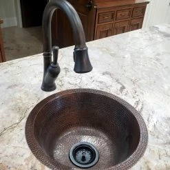 Hot Sale 🥰 Premier Copper Products 16" Round 🔨 Hammered Copper Bar Sink With 2" Drain Size, 3.5" 🔥 -kitchen fixtures Shop 70417b0200774c74 4570 w800 h800 b0 p0
