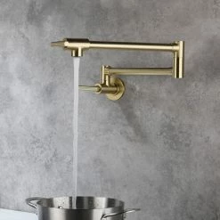 Cheapest 🧨 Wellfor Group LLC Wellfor Pot Filler Faucet Wall Mount, 4 GPM Flow Rate, Brushed Gold 🎁 -kitchen fixtures Shop 7a01c13501d50be4 9069 w800 h800 b0 p0