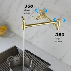 Buy 😉 Wellfor Group LLC Wellfor Wall Mount Pot Filler Kitchen Faucet, Brushed Gold ✨ -kitchen fixtures Shop 7b61c95e01d536af 1267 w800 h800 b0 p0