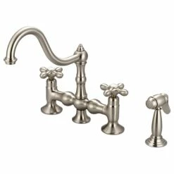 Hot Sale 👏 Water Creation Bridge Style Kitchen Faucet With Side Spray To Match, Brushed Nickel Finish With 🔔