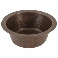 Outlet 🎁 Premier Copper Products 12" Round 🔨 Hammered Copper Bar Sink With 2" Drain Size, Oil Rubbed Bronze 💯