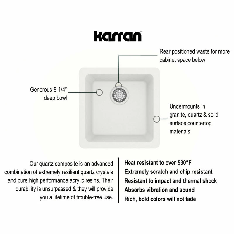 Coupon π Karran Undermount Quartz Composite 17" Bar Single Bowl Sink, White π₯ 6 Coupon π Karran Undermount Quartz Composite 17" Bar Single Bowl Sink, White π₯ - Image 4