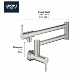Flash Sale 🌟 GROHE US Grohe Zedra Wall Mount Pot Filler, Super Steel 😉 -kitchen fixtures Shop 8b7139110d9f8e98 3557 w800 h800 b1 p0