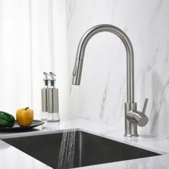 Cheapest 🛒 Blossom Kitchen & Bath Supply Brass Single Handle Pull Out Kitchen Faucet, Brush Nickel 🥰 -kitchen fixtures Shop 9301c7e90e480771 4393 w800 h800 b0 p0