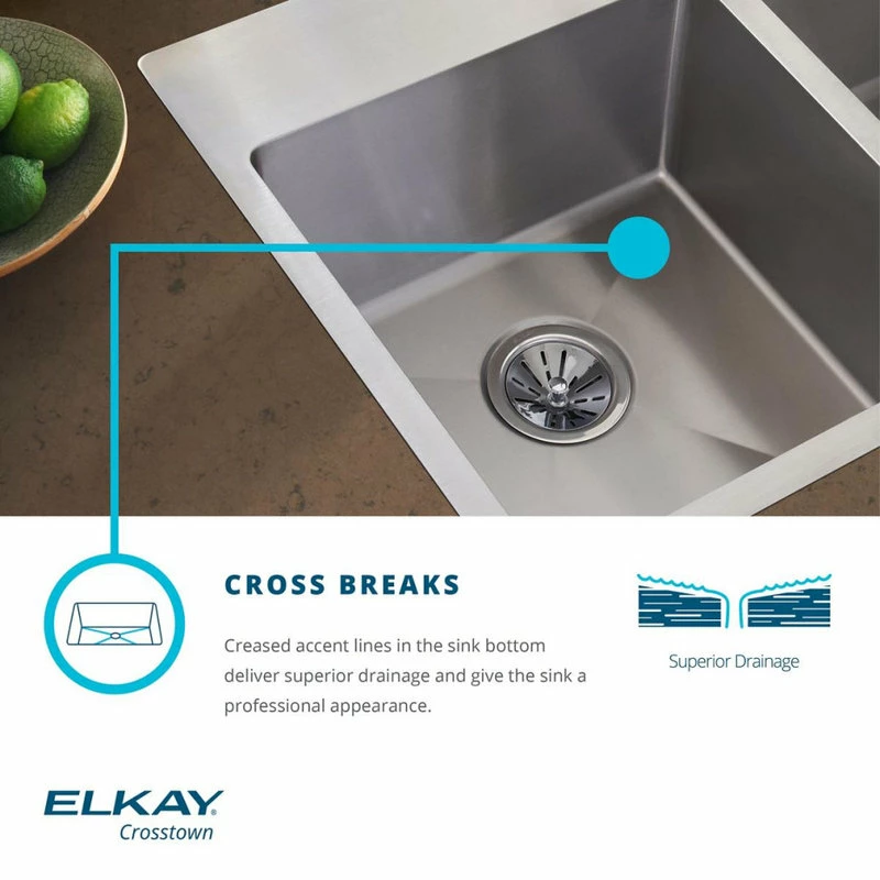 Budget π Elkay ECTSRA33229TBG1 Crosstown Stainless Steel 33" Sink Kit With Aqua Divide 1 Hole π 6 Budget π Elkay ECTSRA33229TBG1 Crosstown Stainless Steel 33" Sink Kit With Aqua Divide 1 Hole π - Image 4