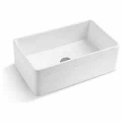 Hot Sale 💯 Hardware Supply Source 30" White Fireclay Farmhouse Single Bowl Kitchen Sink-Reversible ⭐