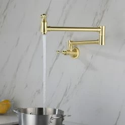 Buy 😉 Wellfor Group LLC Wellfor Wall Mount Pot Filler Kitchen Faucet, Brushed Gold ✨ -kitchen fixtures Shop 9c2130f701d536af 1267 w800 h800 b0 p0