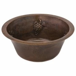Top 10 👏 Premier Copper Products 16" Round Copper Bar Sink With Grapes And 2" Drain Size, 3.5" ✨