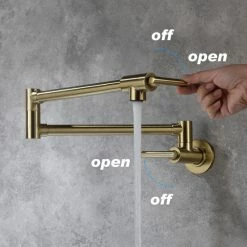 Cheapest 🧨 Wellfor Group LLC Wellfor Pot Filler Faucet Wall Mount, 4 GPM Flow Rate, Brushed Gold 🎁 -kitchen fixtures Shop a1d13ec601d50be6 9069 w800 h800 b0 p0