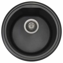 Outlet 😉 Alfi Trade 17" Drop-In Round Granite Composite Kitchen Prep Sink, Black ❤️