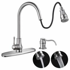 Flash Sale π Yescom Aquaterior 18" Brushed Nickel Pull-Out Faucet Spray Swivel Spout Soap Dispenser π§¨