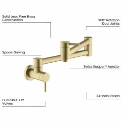 Cheapest 🛒 Kibi USA Circular Pot Filler, Brushed Gold 💯 -kitchen fixtures Shop b1c1f26f02d069c6 6125 w800 h800 b1 p0