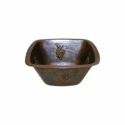 Top 10 🔥 SimplyCopper Handmade Aged Copper 15" Square Copper Kitchen Bar Prep Sink GRAPE Design 🥰