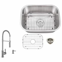 Outlet ✨ Magnus 18-Gauge Single Bowl Bar Sink, Pull Out Kitchen Faucet And Soap Dispenser 💯