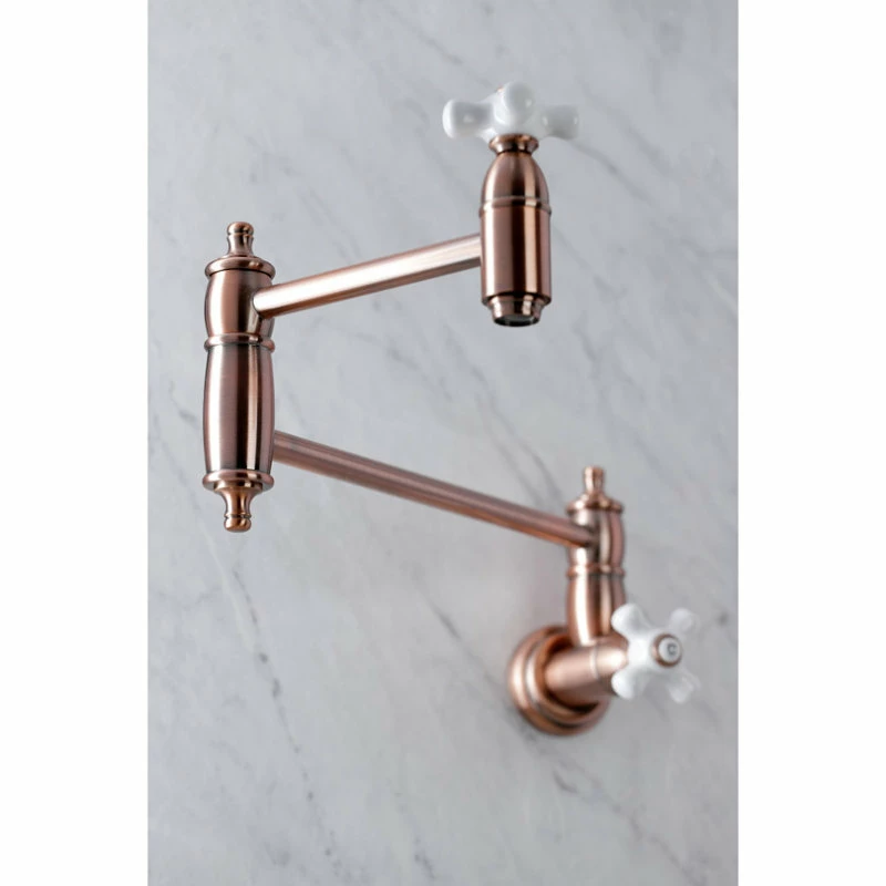 Best Sale π Kingston Brass KS310PXAC Restoration Two-Handle Wall Mount Pot Filler, Antique Copper π 5 Best Sale π Kingston Brass KS310PXAC Restoration Two-Handle Wall Mount Pot Filler, Antique Copper π - Image 3