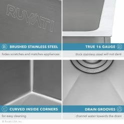 New 🌟 Ruvati 21-inch Undermount 16 Gauge Stainless Steel Sink - RVH7121 👍 -kitchen fixtures Shop d6a15f090db0b664 7293 w800 h800 b0 p0