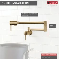 Coupon ❤️ Delta Faucet Delta Contemporary Wall Mount Pot Filler, Champagne Bronze, 1165LF-CZ 💯 -kitchen fixtures Shop d74156530d25cfc6 1383 w800 h800 b0 p0
