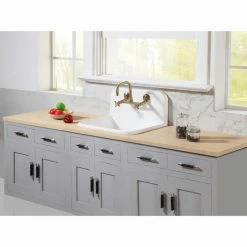 Promo 👏 Kingston Brass 8" Adjustable Center Wall Mount Kitchen Faucet, Brushed Brass 🛒 -kitchen fixtures Shop dc81c69a0ddee40d 5146 w800 h800 b0 p0