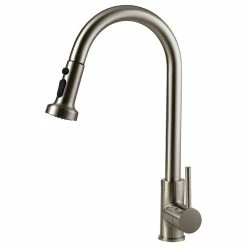 Buy 👏 Homary Commercial 3-Function Kitchen Sink Faucet With Deck Plate, Brushed Nickel ❤️