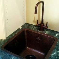 Best Pirce ⭐ Premier Copper Products 15" Square Fleur De Lis Copper Bar/Prep Sink With 2" Drain Size, 3.5" ⌛ -kitchen fixtures Shop f3b1d3f600774ce2 4603 w800 h800 b0 p0