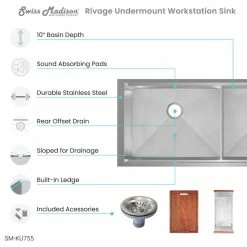 Brand new 🧨 Swiss Madison Rivage 45 X 19 Dual Basin Undermount Kitchen Workstation Sink ⌛ -kitchen fixtures Shop fc61666d0fc6bed9 1411 w800 h800 b1 p0