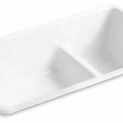 Best deal 🎉 Kohler Iron/Tones Top-/Under-Mount Smart Divide Kitchen Sink, White 👍