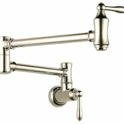 Outlet ❤️ Delta Faucet Delta Traditional Wall Mount Pot Filler, Polished Nickel, 1177LF-PN 😍