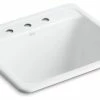 Deals 😍 Kohler Glen Falls Top-/Under-Mount Utility Sink With 3 Faucet Holes, White ✔️ -kitchen fixtures Shop home design 29