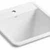 Brand new 🛒 Kohler Park Falls Top-/Under-Mount Utility Sink With Single Faucet Hole, White 🎉 -kitchen fixtures Shop home design 3